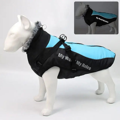 Thick Dog Coat Clothes Reflective Dogs Harness Clothes Vest Waterproof Pet Clothing With Fur Collar Large Dogs Jacket Outfit Vimost Shop