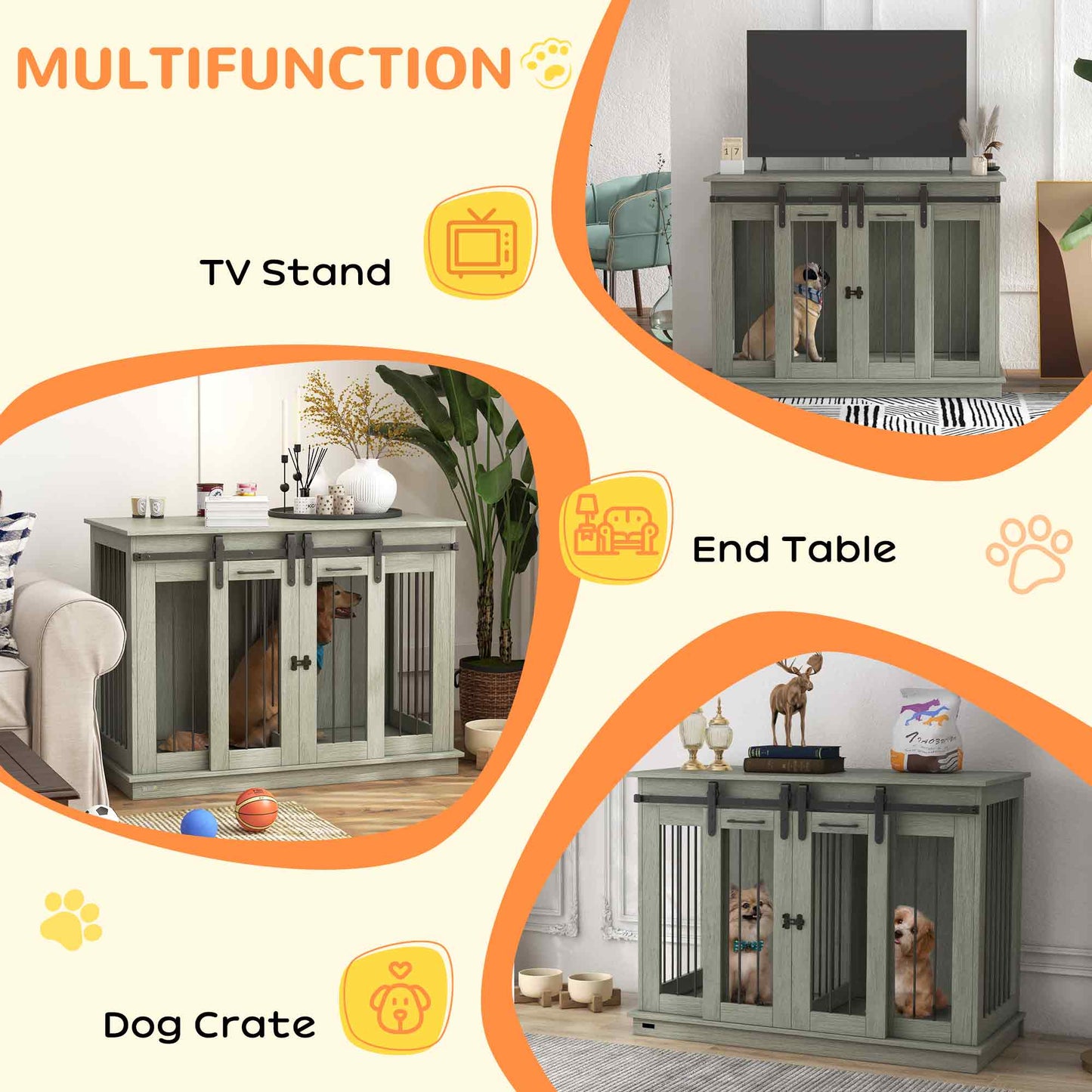Dog Crate Furniture for Large Dogs, Double Dog Cage for Small Dogs AOSOM