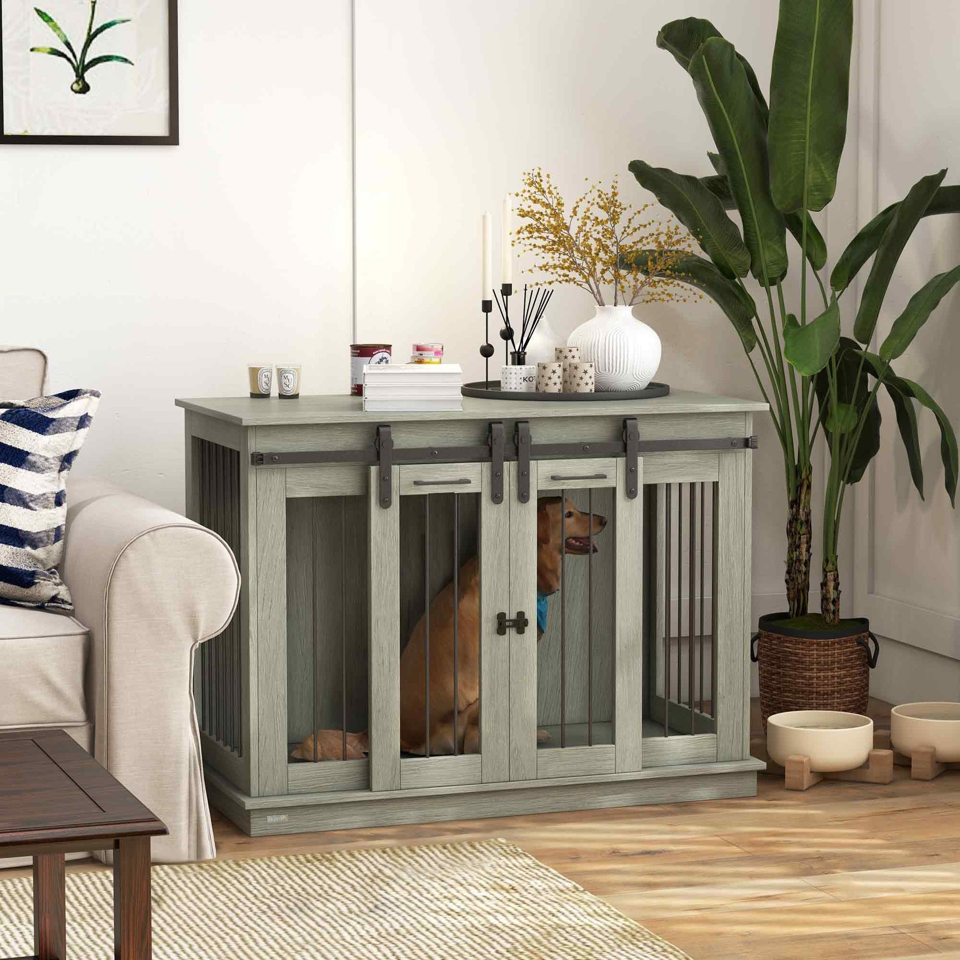 Dog Crate Furniture for Large Dogs, Double Dog Cage for Small Dogs AOSOM